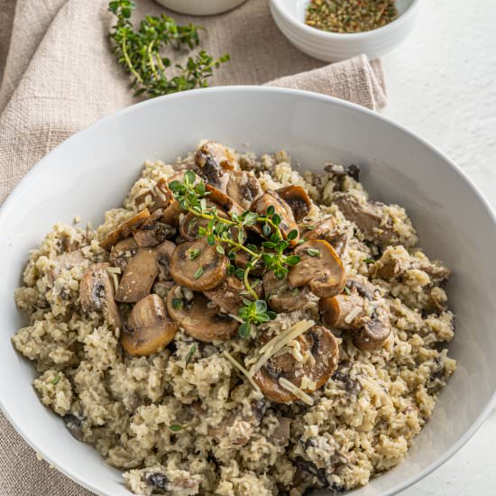 Cauliflower Rice Mushroom Risotto - Recipe photo by cuisineandtravel