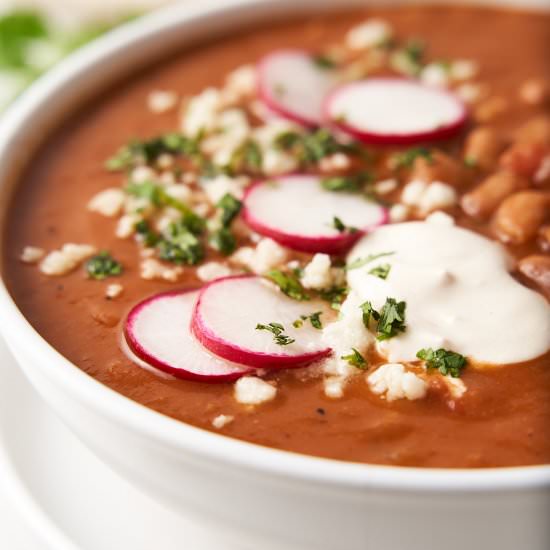 Sopa de Frijoles (Pinto Bean Soup) - Recipe photo by brokebankvegan
