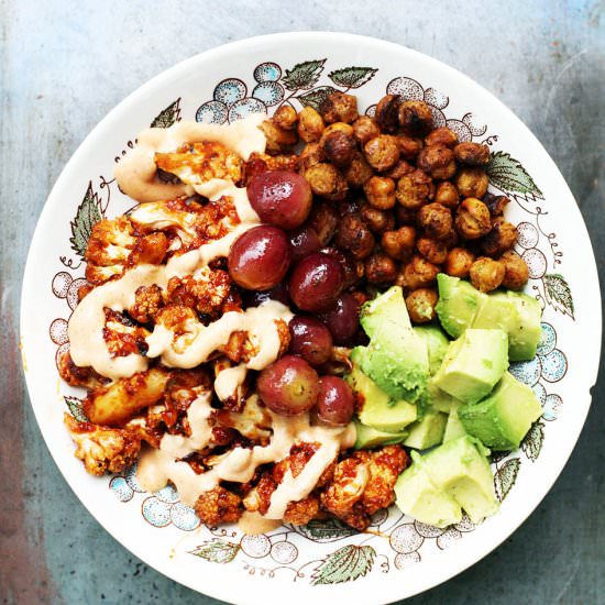 Roasted Cauliflower Grape Chickpea - Recipe photo by cheap-recipe-blog
