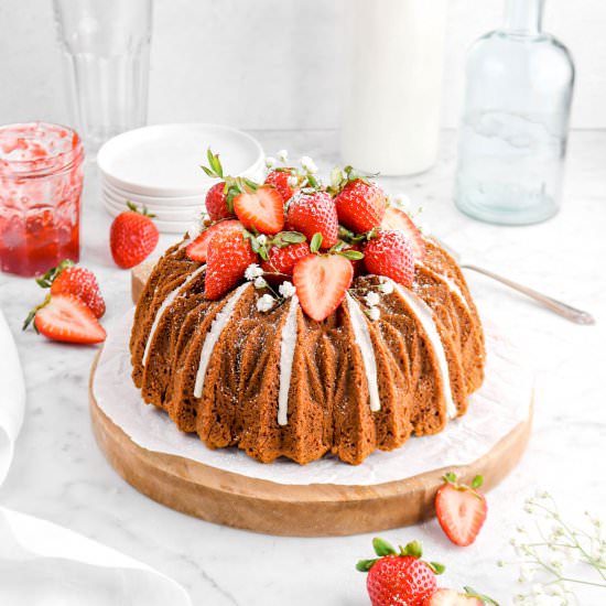 Strawberry Swirl Bundt Cake - Recipe photo by bakerstable