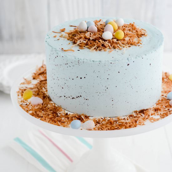 Toasted Coconut Easter Cake - Recipe photo by TheCakeChica