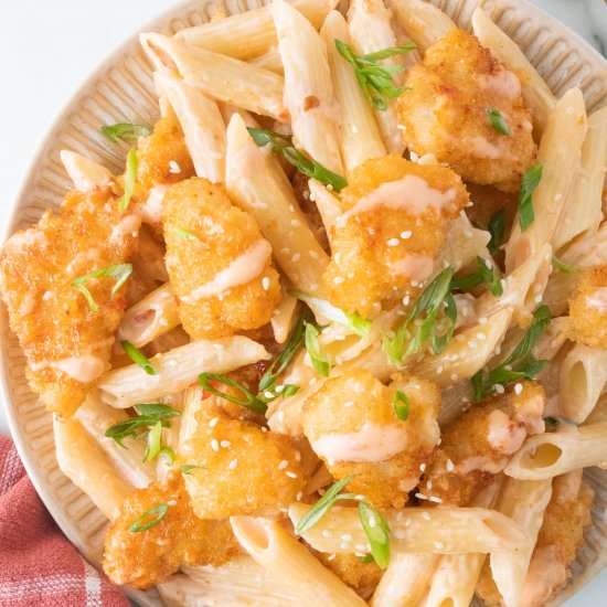 Crispy Bang Bang Chicken Pasta - Recipe photo by beyondthenoms