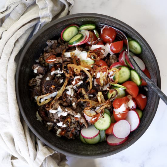 Crispy Beef With Lentils - Recipe photo by simmerandsauce