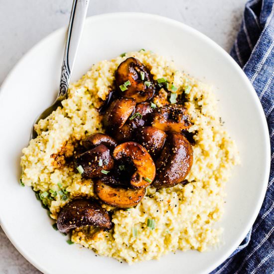 Millet Grits with Mushrooms - Recipe photo by saltedplains