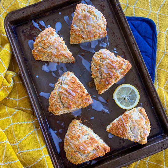Glazed Lemon Poppy Seed Scones - Recipe photo by TastefullyGrace