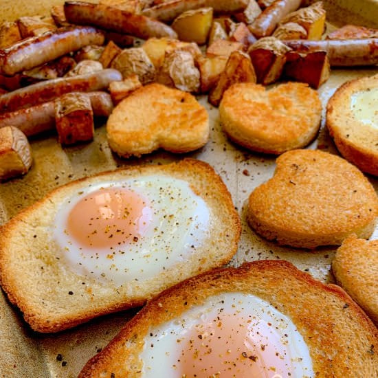 Baked Home Fries, Sausage & Eggs - Recipe photo by NotEntirelyAverage
