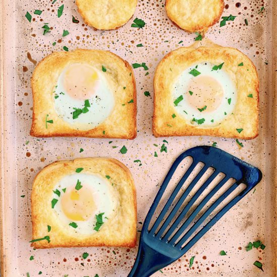 Sheet Pan Egg in a Hole - Recipe photo by Theyummymuffin