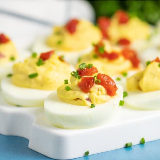 Pimento Cheese Deviled Eggs - Recipe photo by thegraciouswife