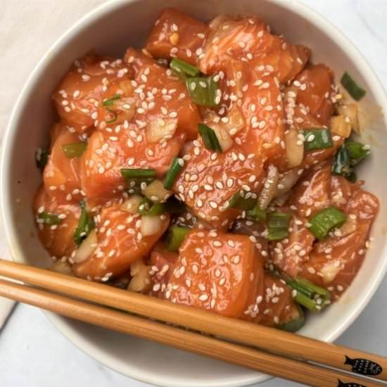 Shoyu Poke with Salmon - Recipe photo by lowcarbsimplified