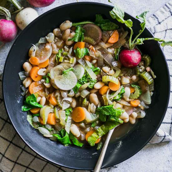 Radish Greens Vegetable Soup - Recipe photo by forkintheroad