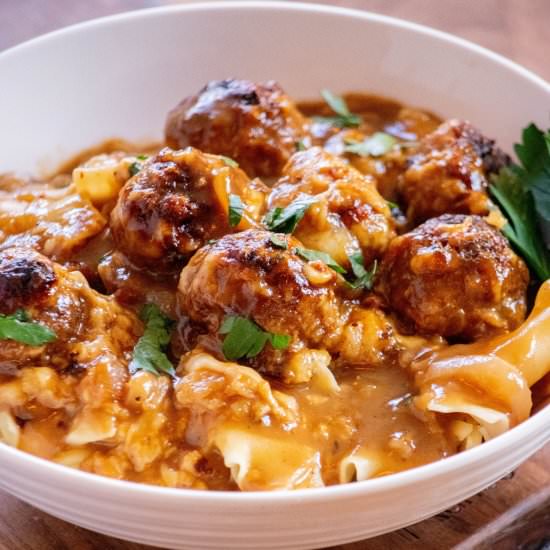 French Onion Chicken Meatballs - Recipe photo by JawnsICooked