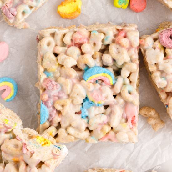 Lucky Charms Marshmallow Treats - Recipe photo by familyfreshmeals