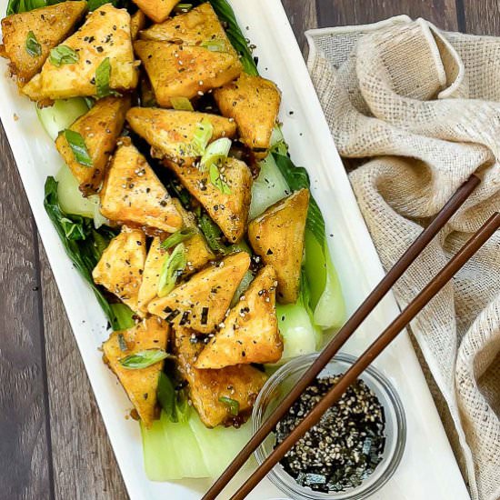 Crispy Tofu Steaks with Bok Choy - Recipe photo by asiancaucasian