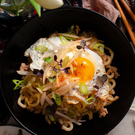 Miso Pork Udon Noodles - Recipe photo by rhubarbandcod