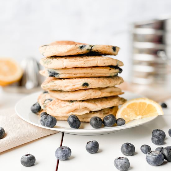 BLUEBERRY LEMON PANCAKES- Vegan/GF - Recipe photo by The Allergen Free Kitchen