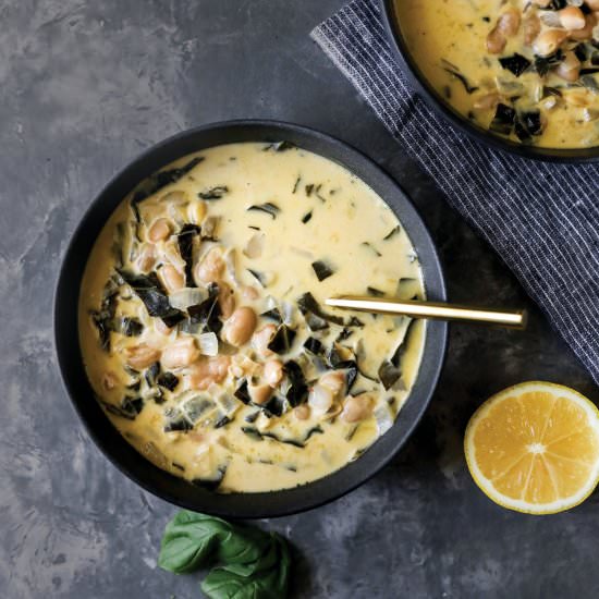 Creamy White Bean and Collard Soup - Recipe photo by farmflavor