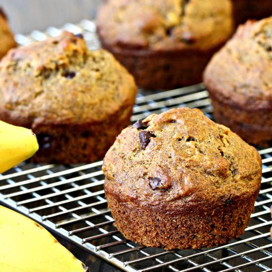 Banana Chocolate Chip Muffins - Recipe photo by The Foodie Physician