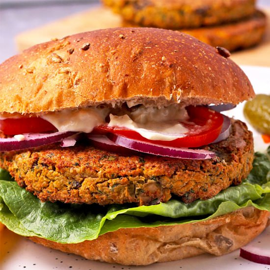 Vegan Chickpea Burgers - Recipe photo by veganwithgusto