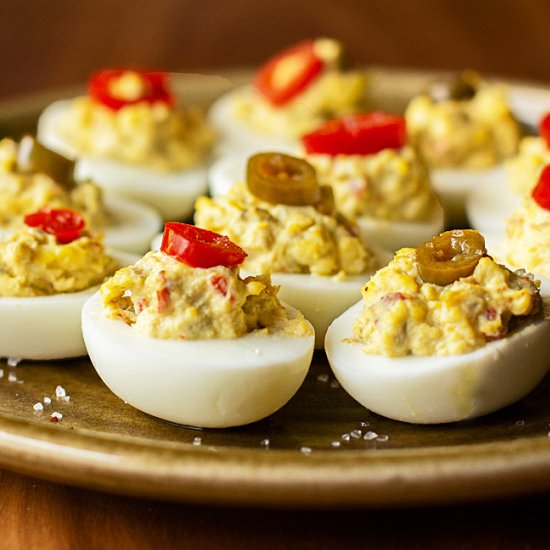 Green Chile Deviled Eggs - Recipe photo by mjskitchen