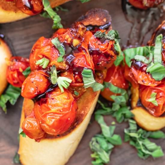 Easy Blistered Tomato Bruschetta - Recipe photo by The Mediterranean Dish