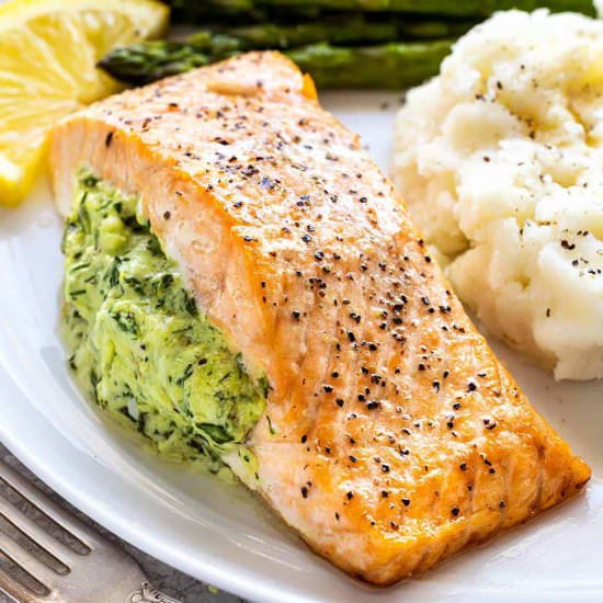 Spinach Stuffed Salmon - Recipe photo by Jessica Gavin