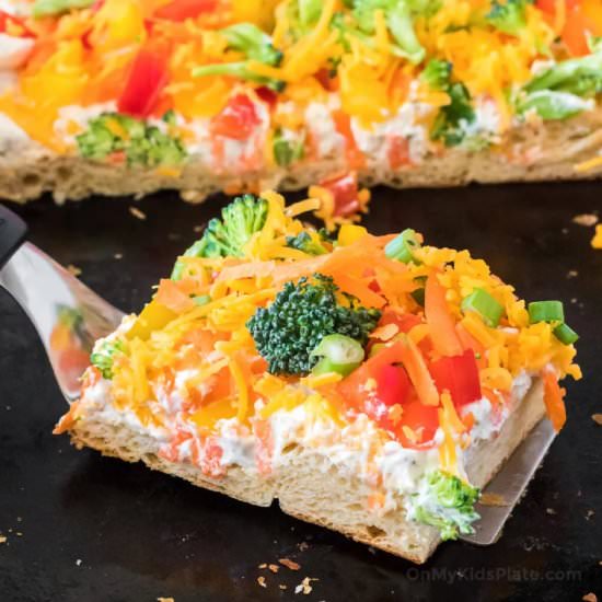 Cold Veggie Pizza - Recipe photo by OnMyKidsPlate