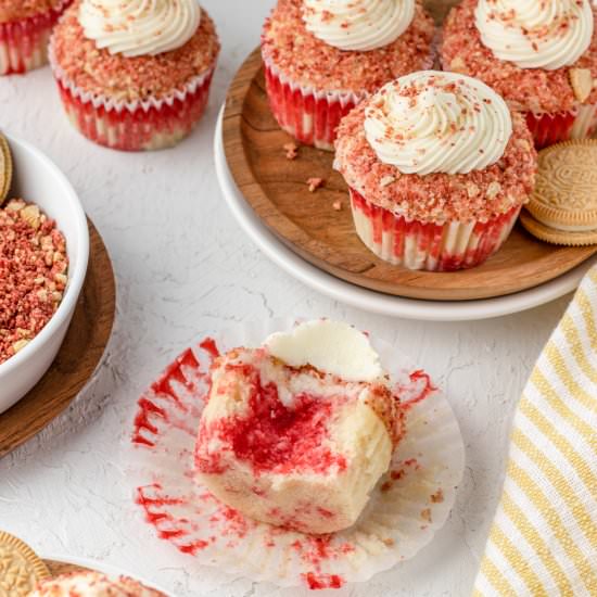 Strawberry Crunch Cupcakes - Recipe photo by Entirely Elizabeth