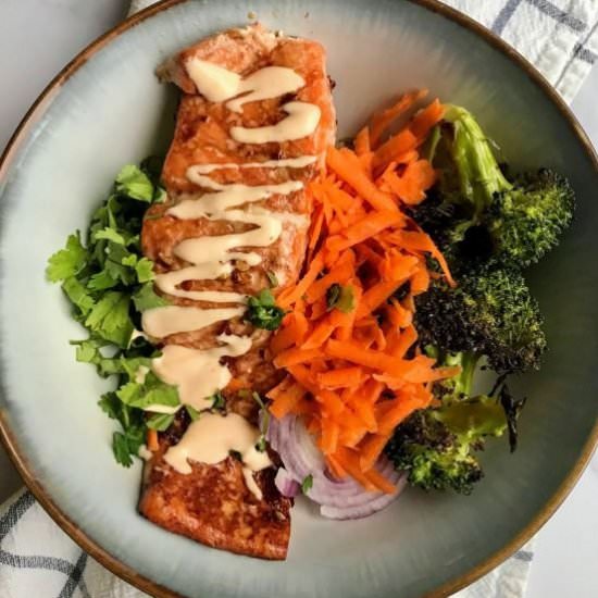 Salmon Buddha Bowl - Recipe photo by Nosh Nourish Wander