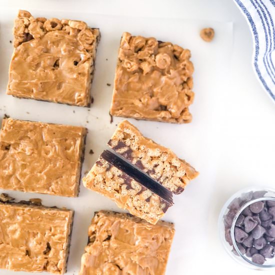 Peanut Butter Cheerio Bars - Recipe photo by semisweetbites