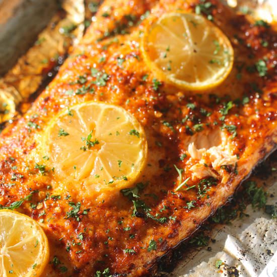 Oven-Baked Salmon with Lemon - Recipe photo by Simshomekitchen
