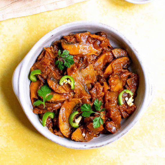 Mushroom Bhaji - Recipe photo by veganpunks