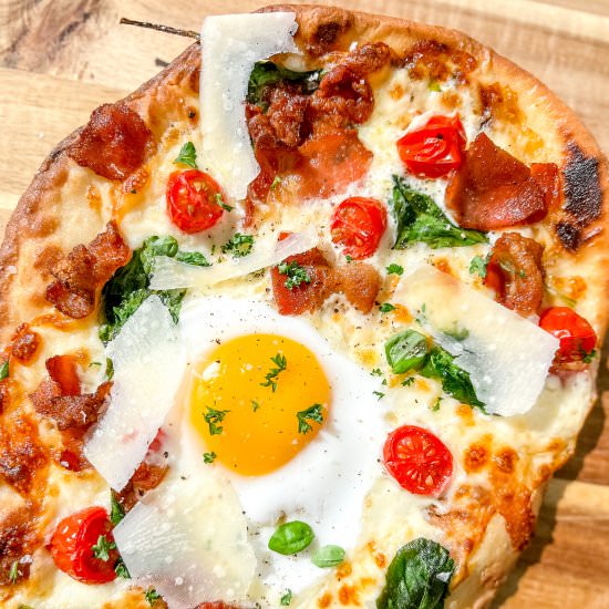 Naan Breakfast Pizza - Recipe photo by cooksleepread