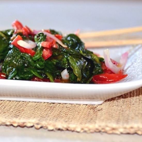 Spinach Salad Filipino Style - Recipe photo by Kitchengetaway