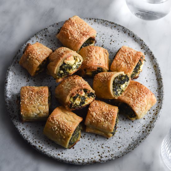Gluten free spinach and feta rolls - Recipe photo by georgeats