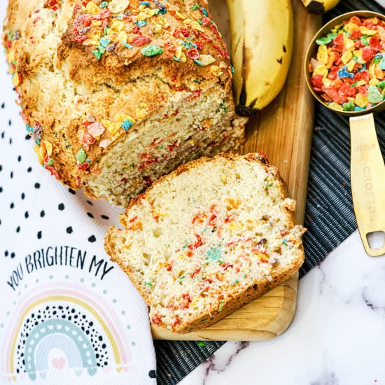 Fruity Pebbles Banana Bread Recipe - Recipe photo by Everything Pretty