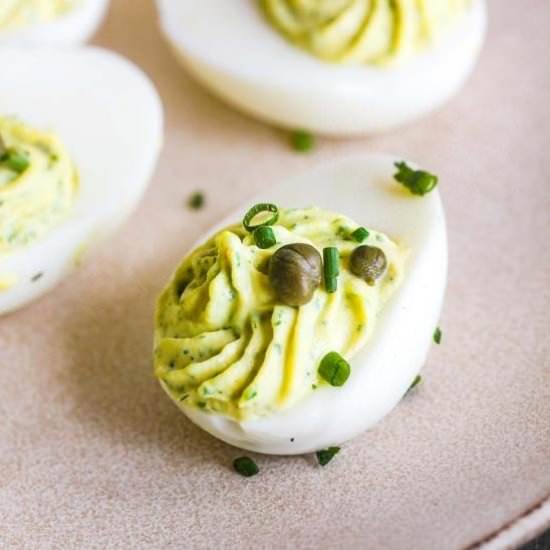 Green Goddess Deviled Eggs - Recipe photo by taoofspice
