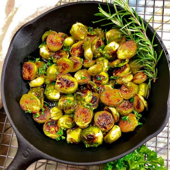 Maple Rosemary Brussels Sprouts - Recipe photo by Rad Foodie
