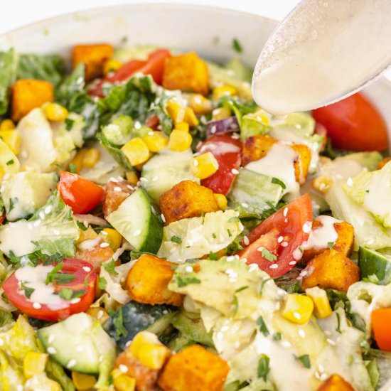 Tofu salad – vegan + low carb - Recipe photo by theplantbasedschool