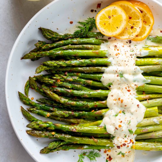 Roasted Asparagus, Lemon Dill Sauce - Recipe photo by ChefDeHome