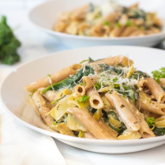 Spinach Artichoke Pasta - Recipe photo by servedfromscratch