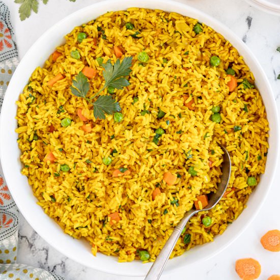 Yellow Rice Pilaf - Recipe photo by Wholesome Made Easy