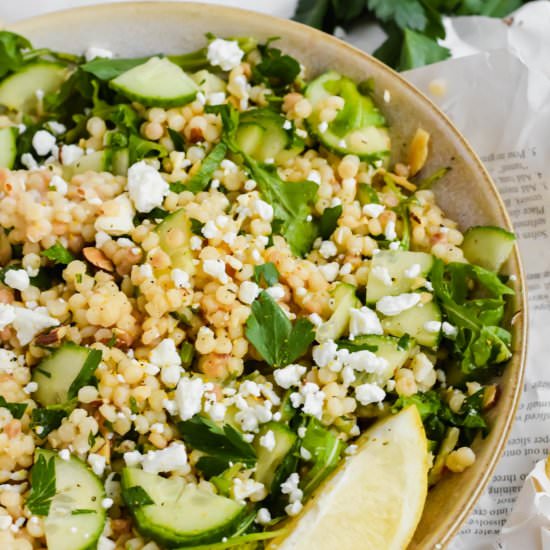Lemon Arugula Couscous Salad - Recipe photo by apaigeofpositivity
