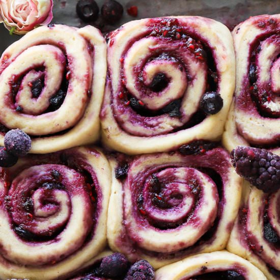 Triple Berry Sweet Rolls - Recipe photo by butternutandsage
