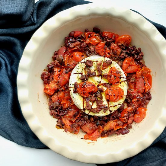 Baked Brie with Olives & Tomatoes - Recipe photo by Cooking and Cooking