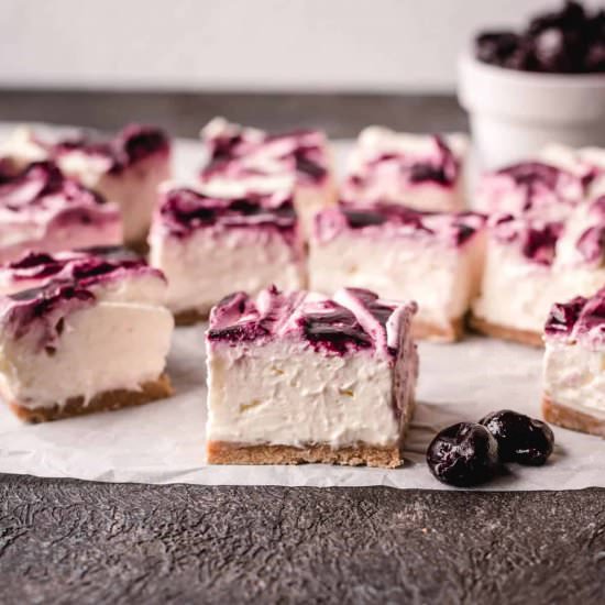 No Bake Cherry Cheesecake Bars - Recipe photo by kickassbaker