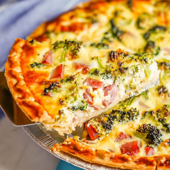 Ham Cheddar Broccoli Quiche - Recipe photo by Family Food on the Table