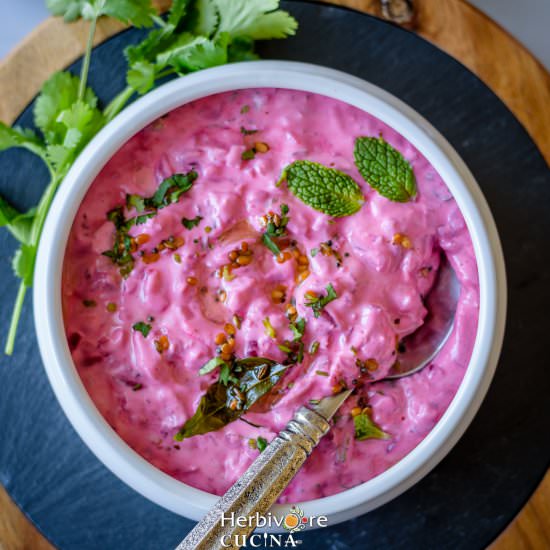 Easy Beetroot Raita - Recipe photo by Herbivore Cucina
