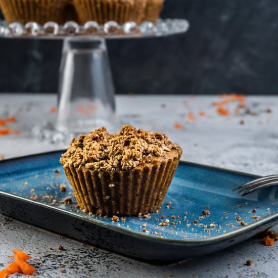 Rhubarb Carrot Streusel Muffins - Recipe photo by Lifeandlemons