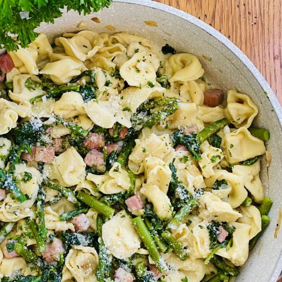 Tortellini with Asparagus and Ham - Recipe photo by amycaseycooks
