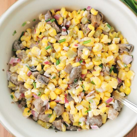 Corn and Marinated Mushroom Salad - Recipe photo by Cre8 at Home